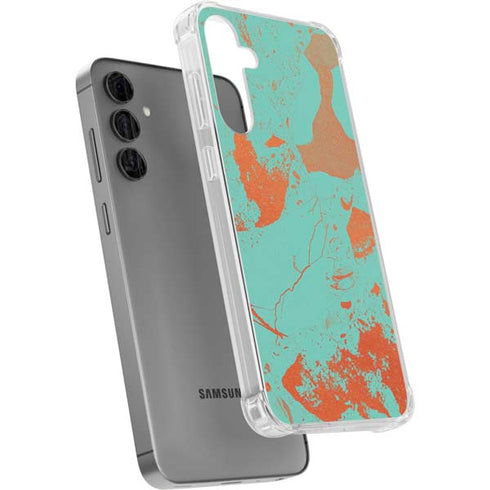 Turquoise and Orange Marble Galaxy S24 Plus Clear Case